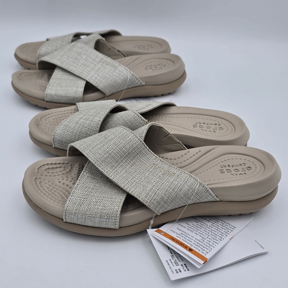 NWT Crocs Capri Shimmer XBand Slide Sandals,  Women's Size 4 - Picture 5 of 16